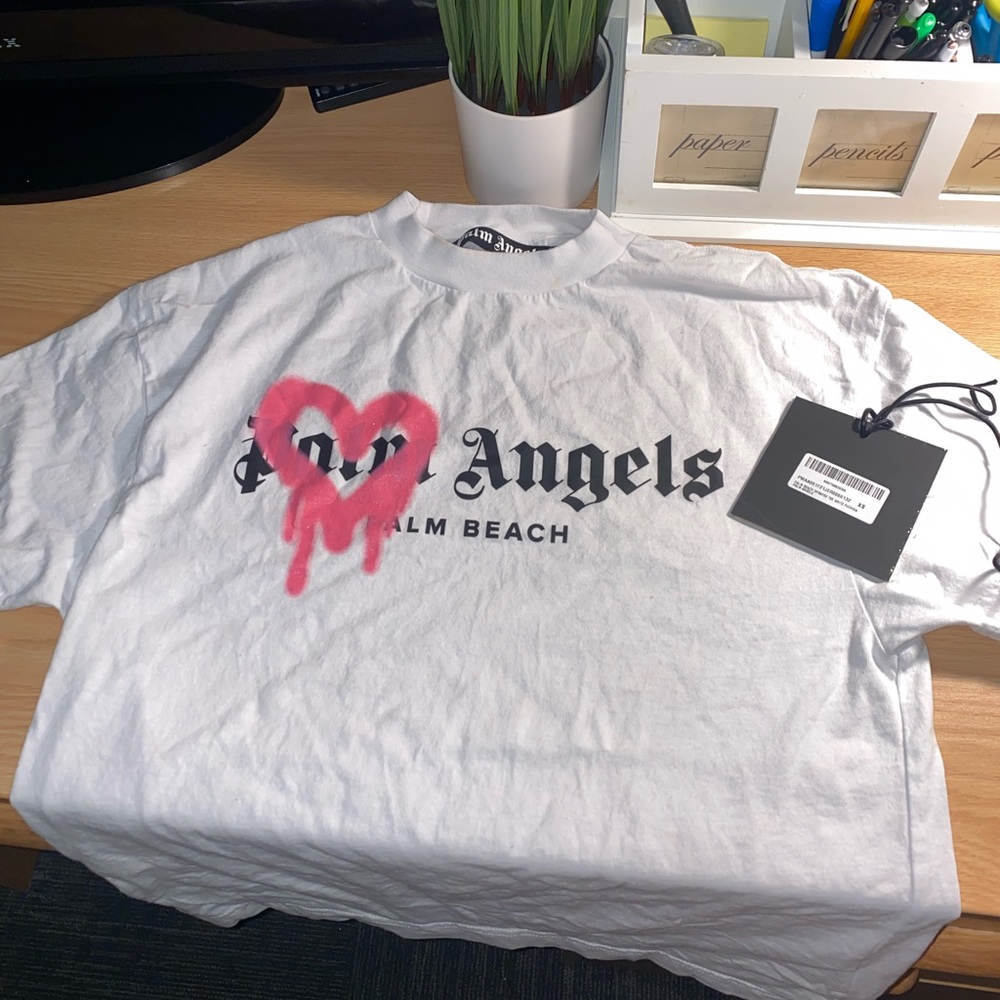 Palm Angels White Palm Beach Sprayed T-Shirt